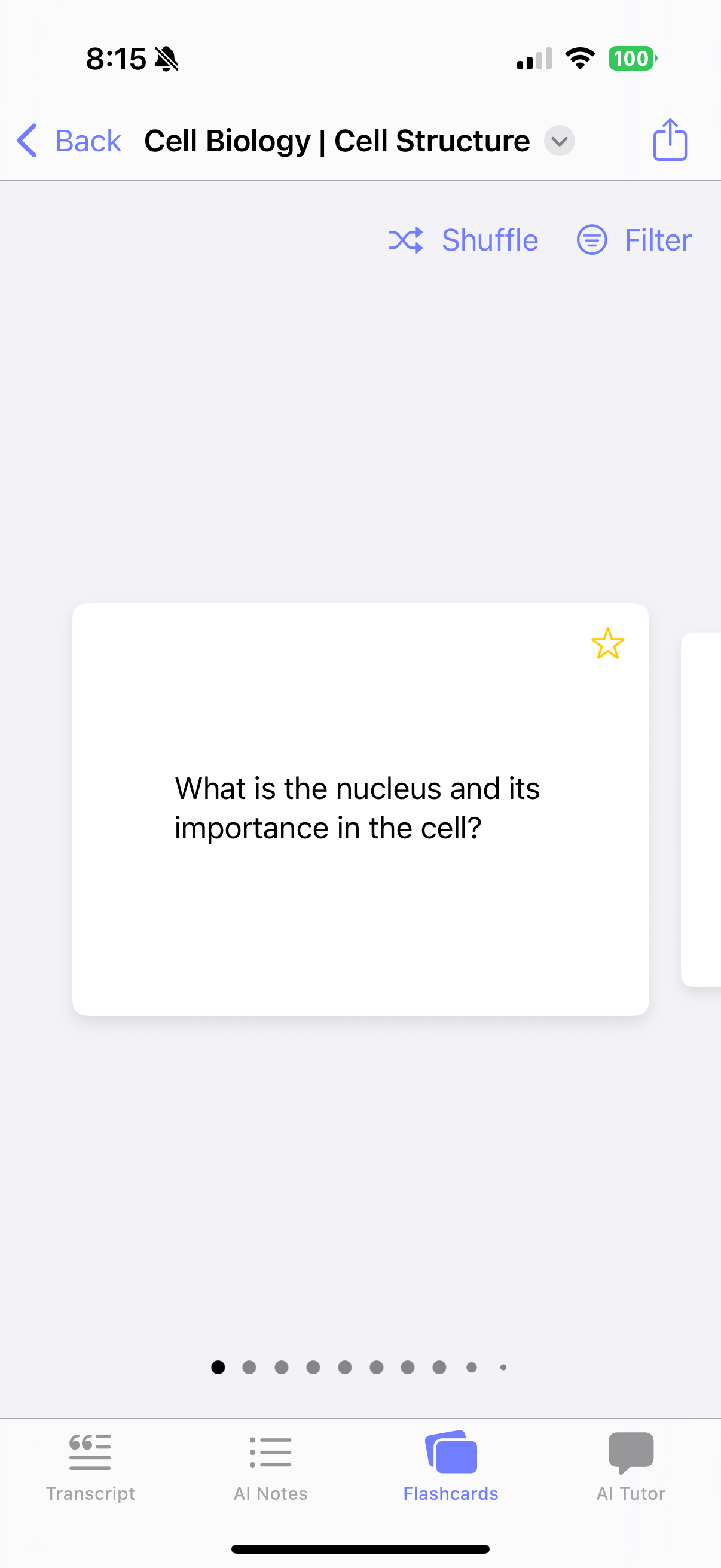 LecturePro Flashcards screen